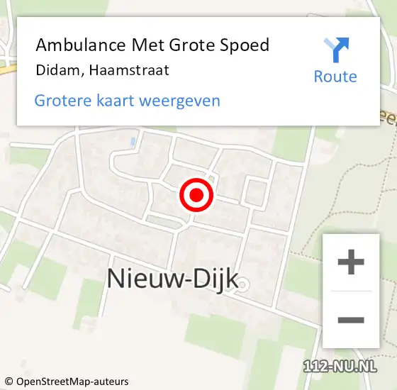 Locatie op kaart van de 112 melding: Ambulance Met Grote Spoed Naar Didam, Haamstraat op 16 oktober 2021 16:30