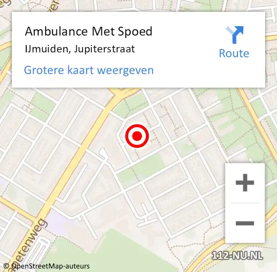 Locatie op kaart van de 112 melding: Ambulance Met Spoed Naar IJmuiden, Jupiterstraat op 16 oktober 2021 17:29