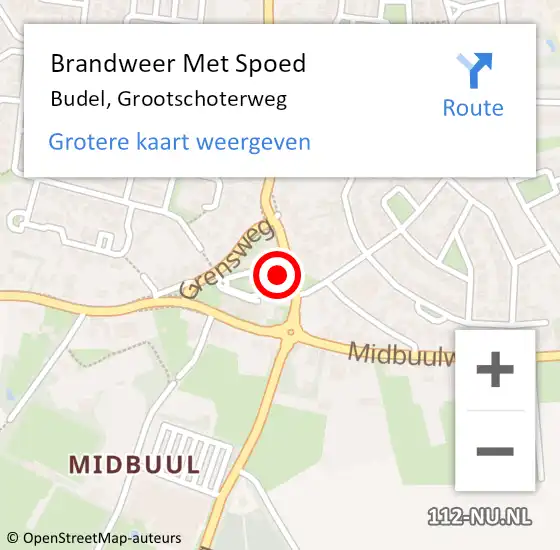 Locatie op kaart van de 112 melding: Brandweer Met Spoed Naar Budel, Grootschoterweg op 16 oktober 2021 19:11