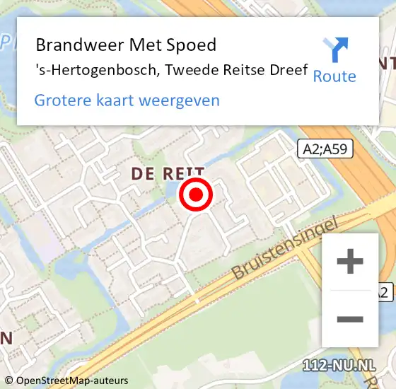 Locatie op kaart van de 112 melding: Brandweer Met Spoed Naar 's-Hertogenbosch, Tweede Reitse Dreef op 16 oktober 2021 21:43