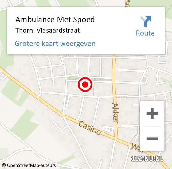 Locatie op kaart van de 112 melding: Ambulance Met Spoed Naar Thorn, Vlasaardstraat op 16 oktober 2021 22:21