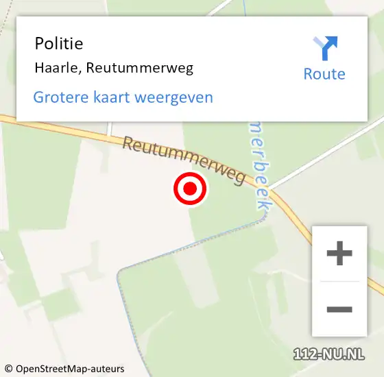 Locatie op kaart van de 112 melding: Politie Haarle, Reutummerweg op 17 oktober 2021 00:13