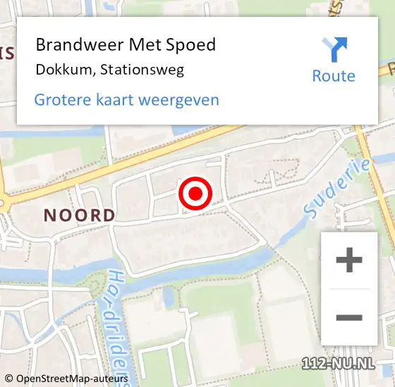 Locatie op kaart van de 112 melding: Brandweer Met Spoed Naar Dokkum, Stationsweg op 17 oktober 2021 01:50