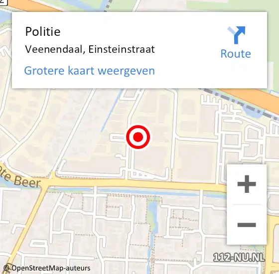Locatie op kaart van de 112 melding: Politie Veenendaal, Einsteinstraat op 17 oktober 2021 01:57