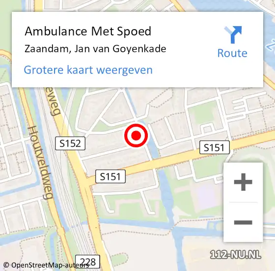 Locatie op kaart van de 112 melding: Ambulance Met Spoed Naar Zaandam, Jan van Goyenkade op 17 oktober 2021 11:39