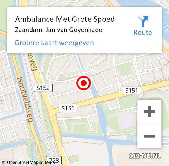 Locatie op kaart van de 112 melding: Ambulance Met Grote Spoed Naar Zaandam, Jan van Goyenkade op 17 oktober 2021 11:43