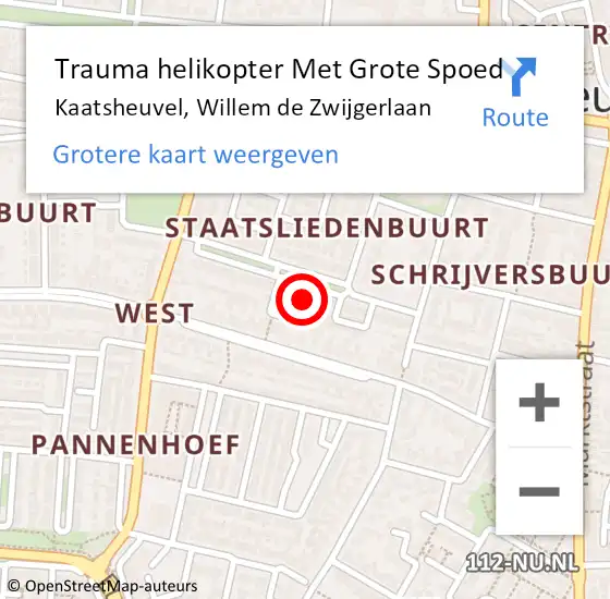 Locatie op kaart van de 112 melding: Trauma helikopter Met Grote Spoed Naar Kaatsheuvel, Willem de Zwijgerlaan op 17 oktober 2021 16:25
