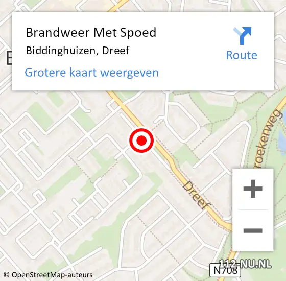 Locatie op kaart van de 112 melding: Brandweer Met Spoed Naar Biddinghuizen, Dreef op 17 oktober 2021 17:22