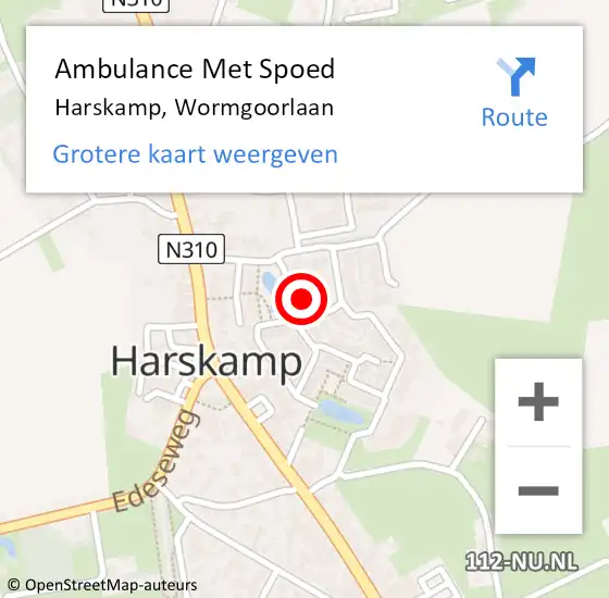 Locatie op kaart van de 112 melding: Ambulance Met Spoed Naar Harskamp, Wormgoorlaan op 17 oktober 2021 19:42