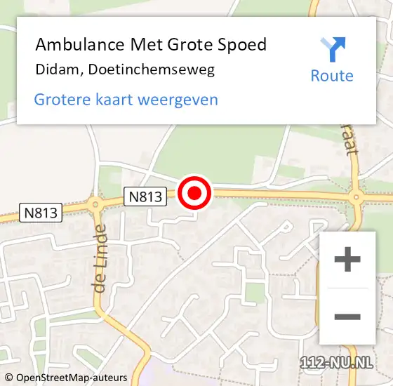 Locatie op kaart van de 112 melding: Ambulance Met Grote Spoed Naar Didam, Doetinchemseweg op 17 oktober 2021 20:09