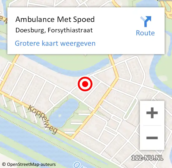 Locatie op kaart van de 112 melding: Ambulance Met Spoed Naar Doesburg, Forsythiastraat op 17 oktober 2021 22:35