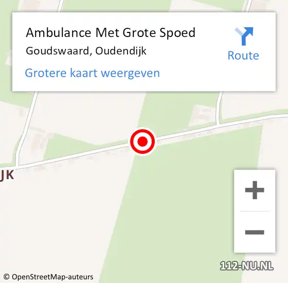 Locatie op kaart van de 112 melding: Ambulance Met Grote Spoed Naar Goudswaard, Oudendijk op 17 oktober 2021 23:26