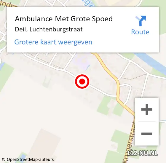 Locatie op kaart van de 112 melding: Ambulance Met Grote Spoed Naar Deil, Luchtenburgstraat op 18 oktober 2021 01:42