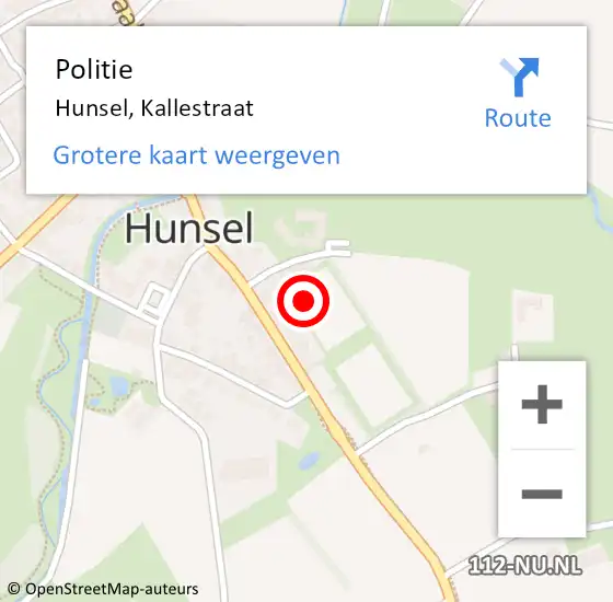Locatie op kaart van de 112 melding: Politie Hunsel, Kallestraat op 18 oktober 2021 06:42