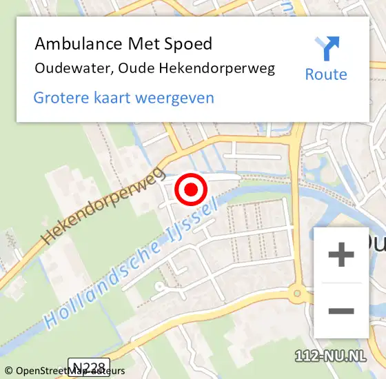 Locatie op kaart van de 112 melding: Ambulance Met Spoed Naar Oudewater, Oude Hekendorperweg op 18 oktober 2021 07:15