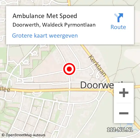 Locatie op kaart van de 112 melding: Ambulance Met Spoed Naar Doorwerth, Waldeck Pyrmontlaan op 18 oktober 2021 10:32