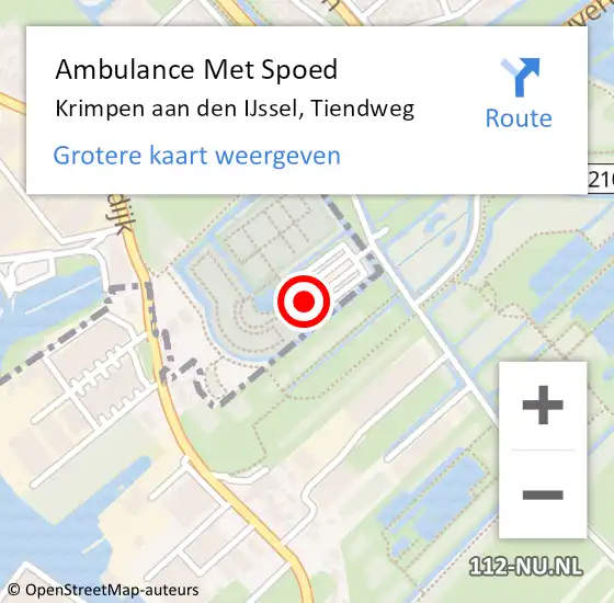 Locatie op kaart van de 112 melding: Ambulance Met Spoed Naar Krimpen aan den IJssel, Tiendweg op 18 oktober 2021 11:13