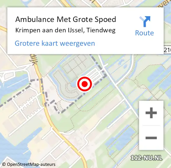 Locatie op kaart van de 112 melding: Ambulance Met Grote Spoed Naar Krimpen aan den IJssel, Tiendweg op 18 oktober 2021 11:15