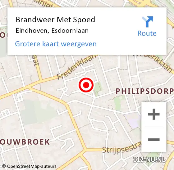 Locatie op kaart van de 112 melding: Brandweer Met Spoed Naar Eindhoven, Esdoornlaan op 18 oktober 2021 13:02