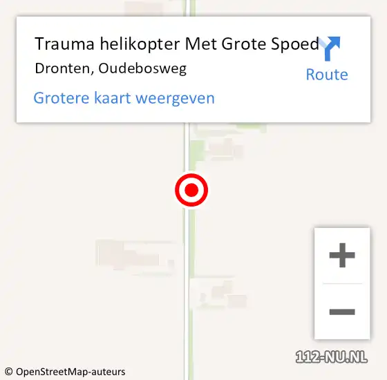 Locatie op kaart van de 112 melding: Trauma helikopter Met Grote Spoed Naar Dronten, Oudebosweg op 18 oktober 2021 14:50