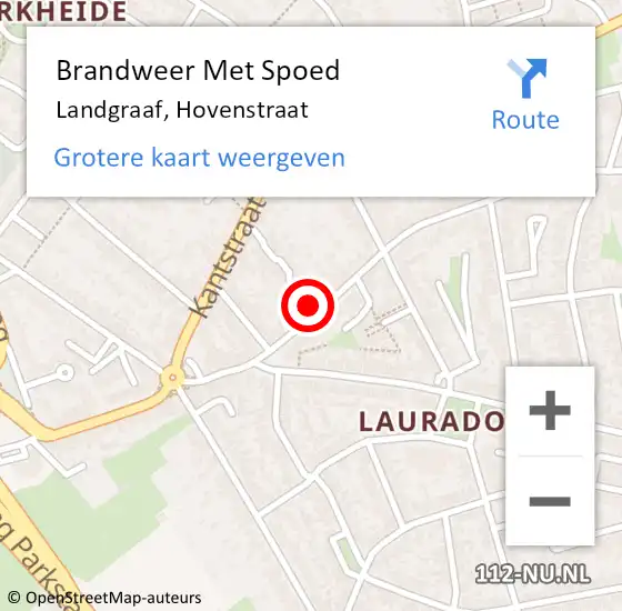 Locatie op kaart van de 112 melding: Brandweer Met Spoed Naar Landgraaf, Hovenstraat op 18 oktober 2021 15:52