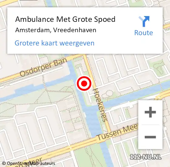 Locatie op kaart van de 112 melding: Ambulance Met Grote Spoed Naar Amsterdam, Vreedenhaven op 18 oktober 2021 16:14