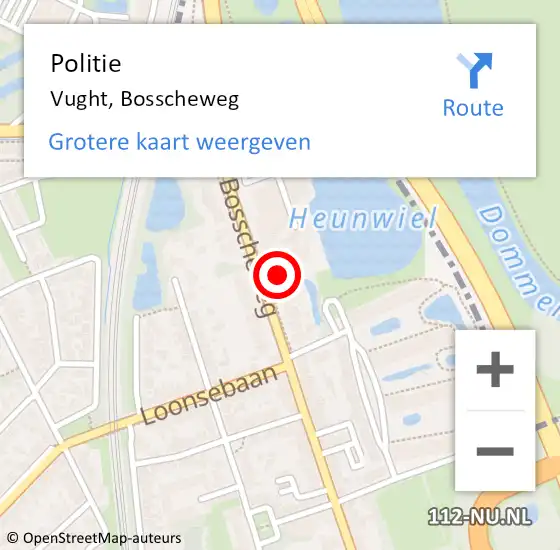 Locatie op kaart van de 112 melding: Politie Vught, Bosscheweg op 18 oktober 2021 17:58