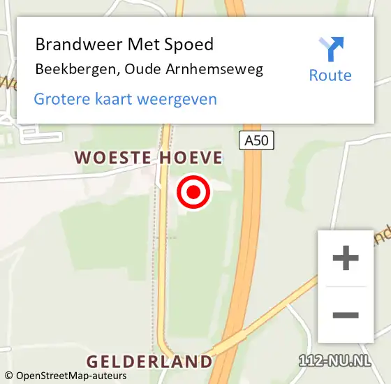 Locatie op kaart van de 112 melding: Brandweer Met Spoed Naar Beekbergen, Oude Arnhemseweg op 18 oktober 2021 19:50