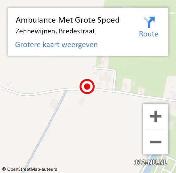 Locatie op kaart van de 112 melding: Ambulance Met Grote Spoed Naar Zennewijnen, Bredestraat op 18 oktober 2021 20:26