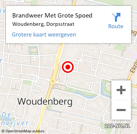 Locatie op kaart van de 112 melding: Brandweer Met Grote Spoed Naar Woudenberg, Dorpsstraat op 18 oktober 2021 22:01