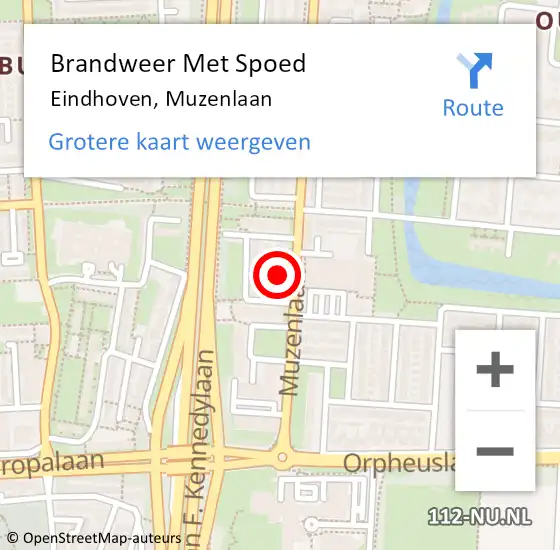 Locatie op kaart van de 112 melding: Brandweer Met Spoed Naar Eindhoven, Muzenlaan op 18 oktober 2021 22:03