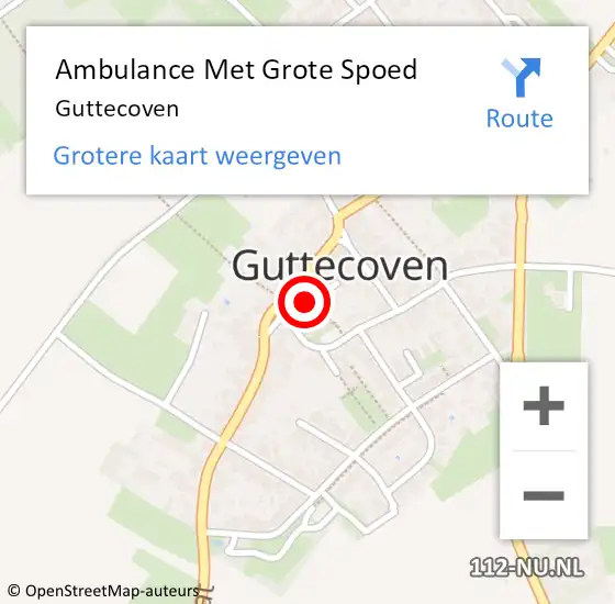 Locatie op kaart van de 112 melding: Ambulance Met Grote Spoed Naar Guttecoven op 26 juni 2014 13:49