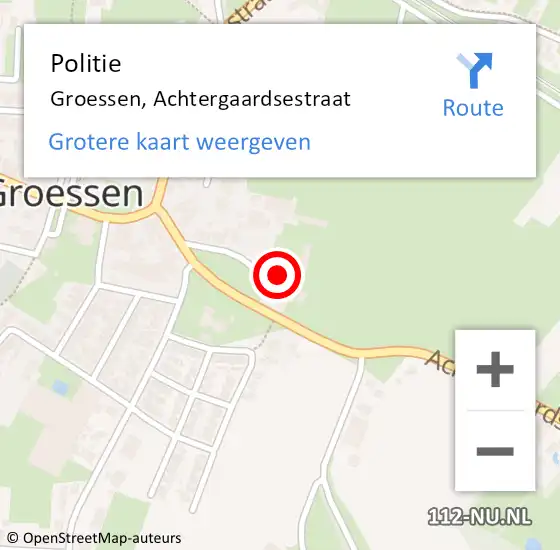 Locatie op kaart van de 112 melding: Politie Groessen, Achtergaardsestraat op 19 oktober 2021 03:36