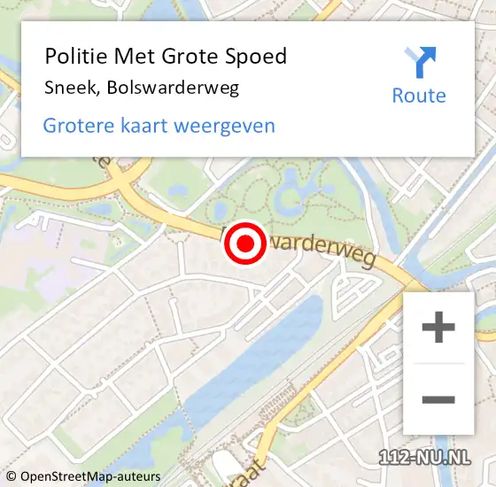 Locatie op kaart van de 112 melding: Politie Met Grote Spoed Naar Sneek, Bolswarderweg op 19 oktober 2021 05:37