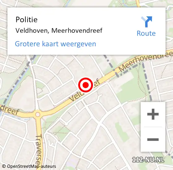 Locatie op kaart van de 112 melding: Politie Veldhoven, Meerhovendreef op 19 oktober 2021 06:35
