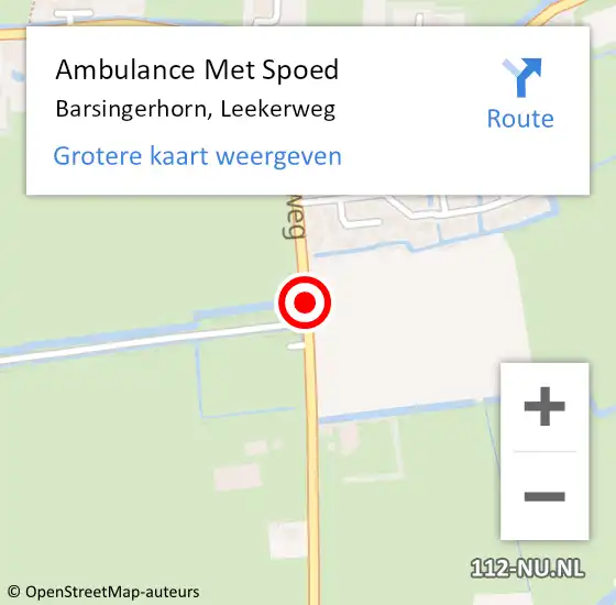 Locatie op kaart van de 112 melding: Ambulance Met Spoed Naar Barsingerhorn, Leekerweg op 19 oktober 2021 07:22
