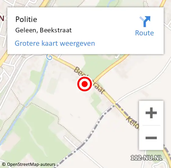 Locatie op kaart van de 112 melding: Politie Geleen, Beekstraat op 19 oktober 2021 07:41