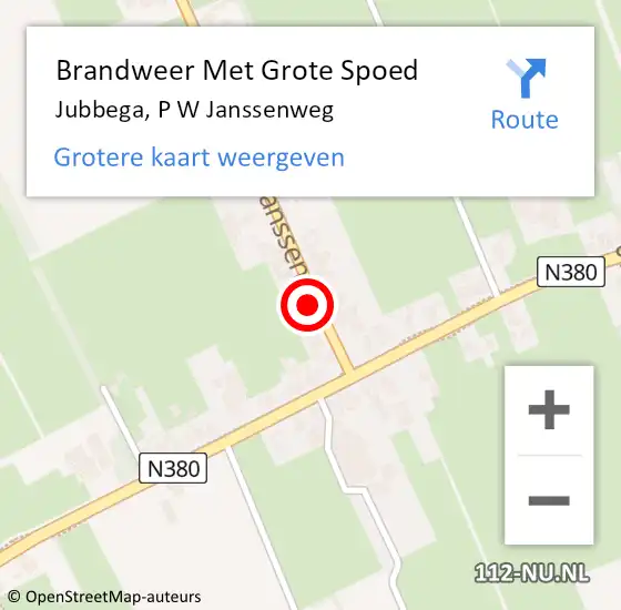 Locatie op kaart van de 112 melding: Brandweer Met Grote Spoed Naar Jubbega, P W Janssenweg op 19 oktober 2021 08:27