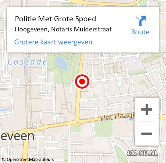 Locatie op kaart van de 112 melding: Politie Met Grote Spoed Naar Hoogeveen, Notaris Mulderstraat op 19 oktober 2021 09:32