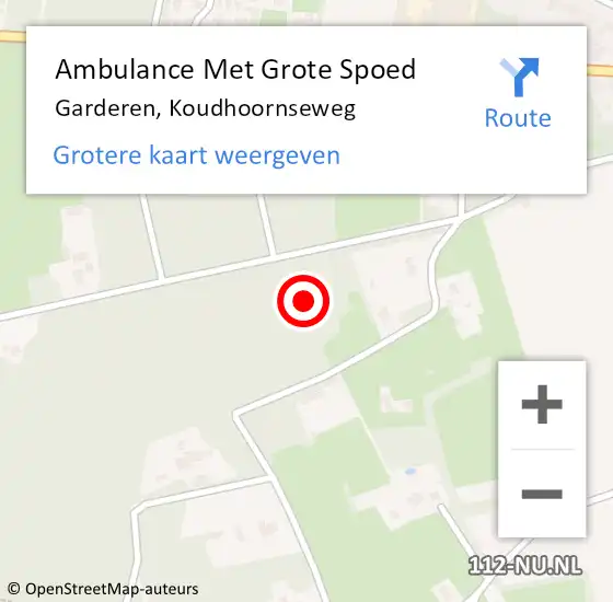 Locatie op kaart van de 112 melding: Ambulance Met Grote Spoed Naar Garderen, Koudhoornseweg op 19 oktober 2021 09:49