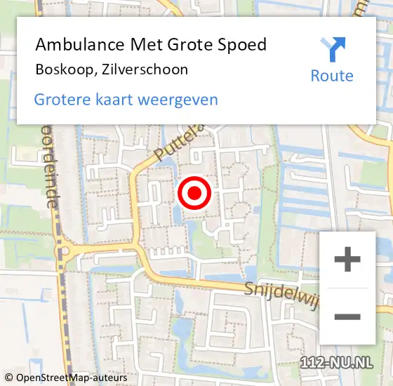 Locatie op kaart van de 112 melding: Ambulance Met Grote Spoed Naar Boskoop, Zilverschoon op 19 oktober 2021 10:45