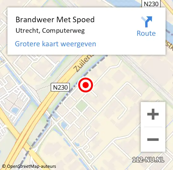 Locatie op kaart van de 112 melding: Brandweer Met Spoed Naar Utrecht, Computerweg op 19 oktober 2021 11:42