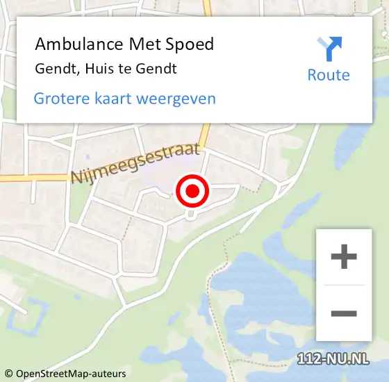 Locatie op kaart van de 112 melding: Ambulance Met Spoed Naar Gendt, Huis te Gendt op 19 oktober 2021 12:25