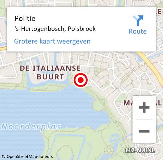 Locatie op kaart van de 112 melding: Politie 's-Hertogenbosch, Polsbroek op 19 oktober 2021 14:54