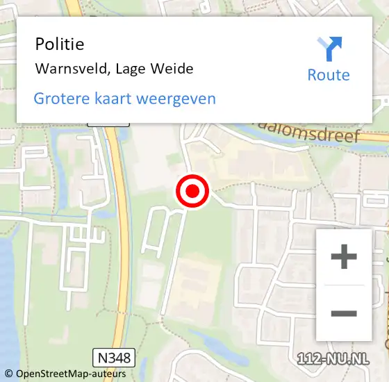 Locatie op kaart van de 112 melding: Politie Warnsveld, Lage Weide op 19 oktober 2021 15:33