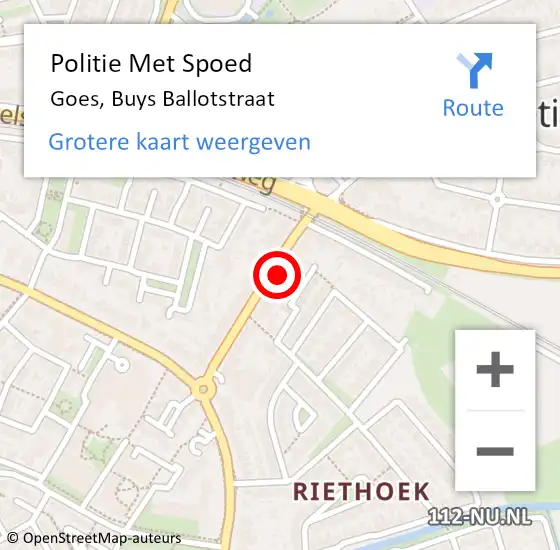 Locatie op kaart van de 112 melding: Politie Met Spoed Naar Goes, Buys Ballotstraat op 19 oktober 2021 15:45