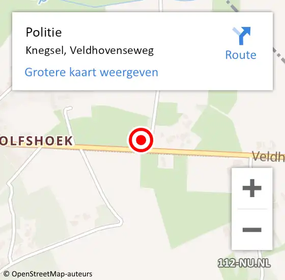 Locatie op kaart van de 112 melding: Politie Knegsel, Veldhovenseweg op 19 oktober 2021 17:08