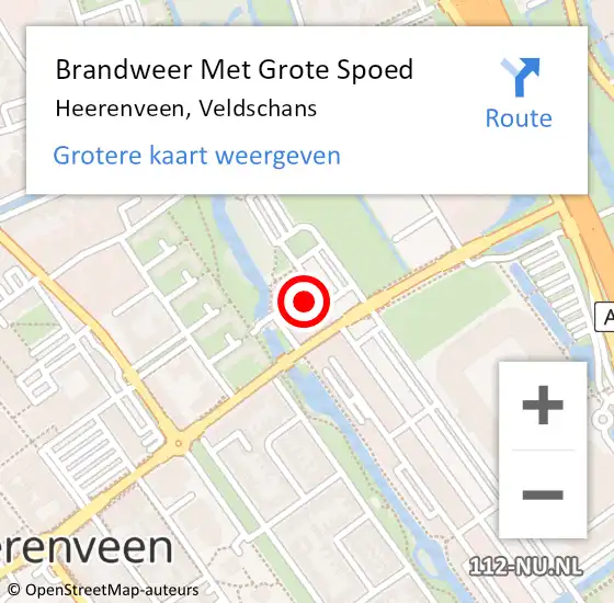 Locatie op kaart van de 112 melding: Brandweer Met Grote Spoed Naar Heerenveen, Veldschans op 19 oktober 2021 19:04