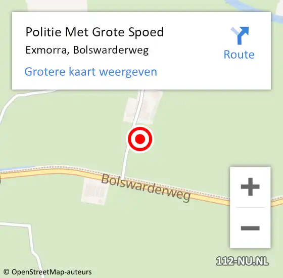 Locatie op kaart van de 112 melding: Politie Met Grote Spoed Naar Exmorra, Bolswarderweg op 19 oktober 2021 19:29
