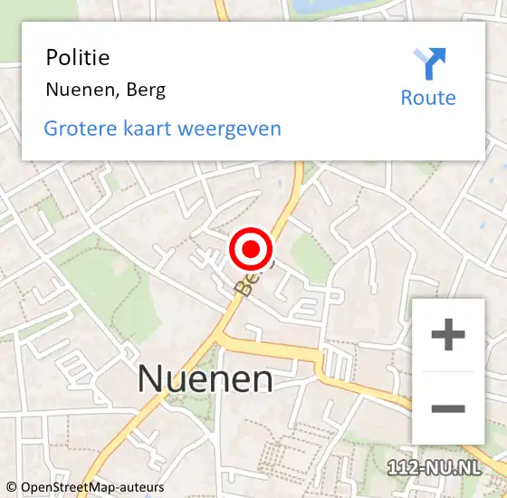 Locatie op kaart van de 112 melding: Politie Nuenen, Berg op 19 oktober 2021 21:17